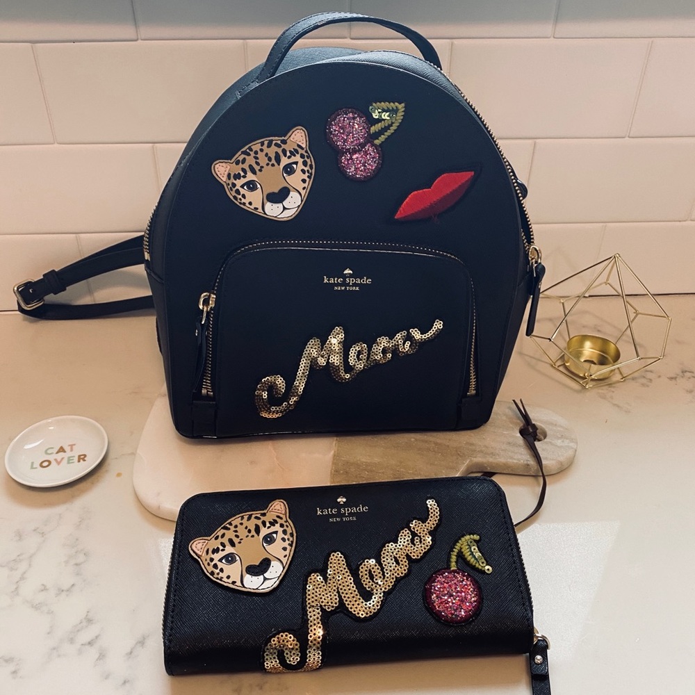 Kate Spade Run Wild Leopard Backpack & Wallet
